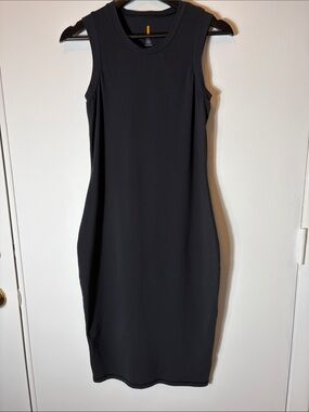 Lucy Black Sleeveless Midi Dress Small Stretch Athletic Athleisure